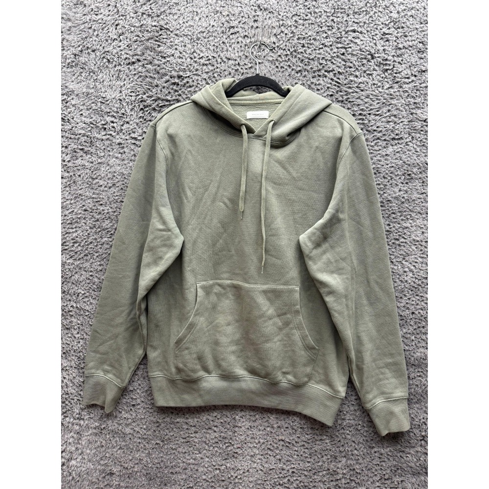Italic Cotton Fleece Oversized Pullover Hoodie Sage Green Mens Size M